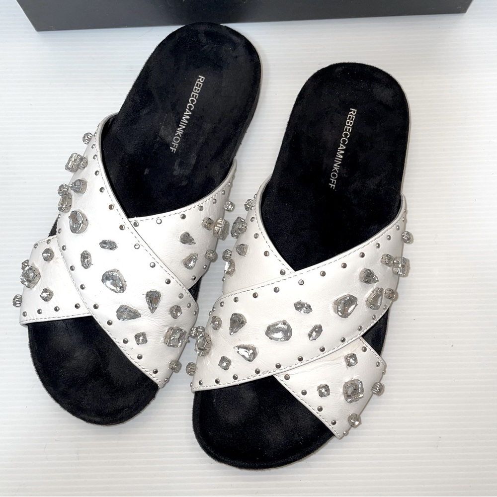 Rebecca Minkoff Theo Jewel White Slide Sandal - Picture 11 of 11